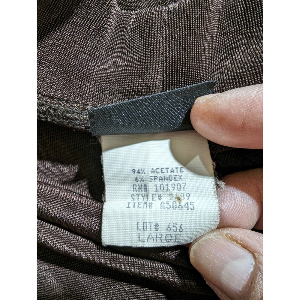 Vintage Citiknits Open Front Brown Stretch Knit Jacket Brown Long Sleeve USA L - Picture 5 of 11